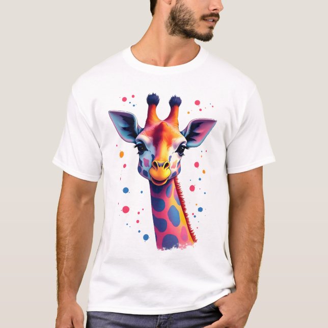 Afrikanische Tierkunst Die bunte Giraffe für lusti T-Shirt (Vorderseite)
