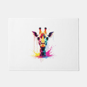 Afrikanische Tierkunst Die farbenfrohe Giraffe für Fußmatte