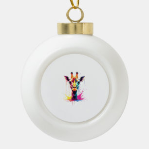 Afrikanische Tierkunst Die farbenfrohe Giraffe für Keramik Kugel-Ornament