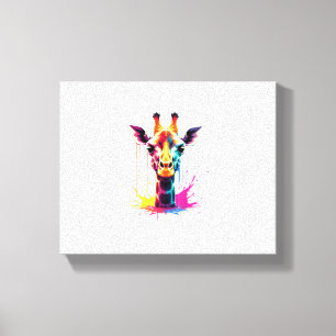 Afrikanische Tierkunst Die farbenfrohe Giraffe für Leinwanddruck