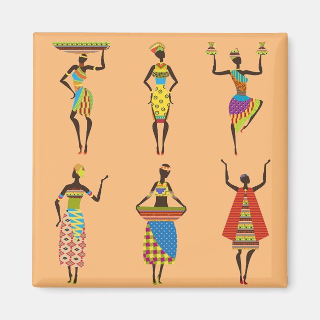 Afrikanische Tribal Art Ladys bunt ethnische Mode Magnet (Vorne)