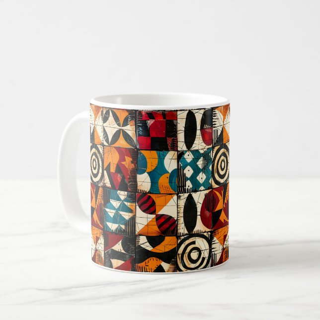 Afrikanische Tribal-Muster-Tasse Kaffeetasse (Vorderseite Links)