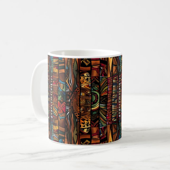 Afrikanische Tribal-Muster-Tasse Kaffeetasse (Vorderseite Links)