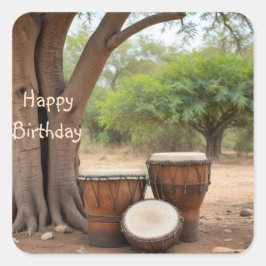Afrikanische Trommeln Quadratischer Aufkleber