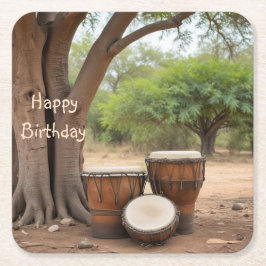 Afrikanische Trommeln Rechteckiger Pappuntersetzer