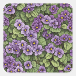 afrikanische Violet-Blume Quadratischer Aufkleber