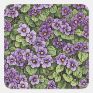 afrikanische Violet-Blume Quadratischer Aufkleber