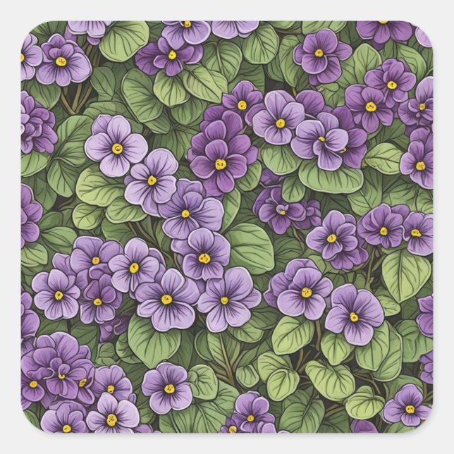 afrikanische Violet-Blume Quadratischer Aufkleber (Vorderseite)