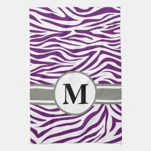 Afrikanische Violet Safari Zebra mit Monogramm Küchentuch