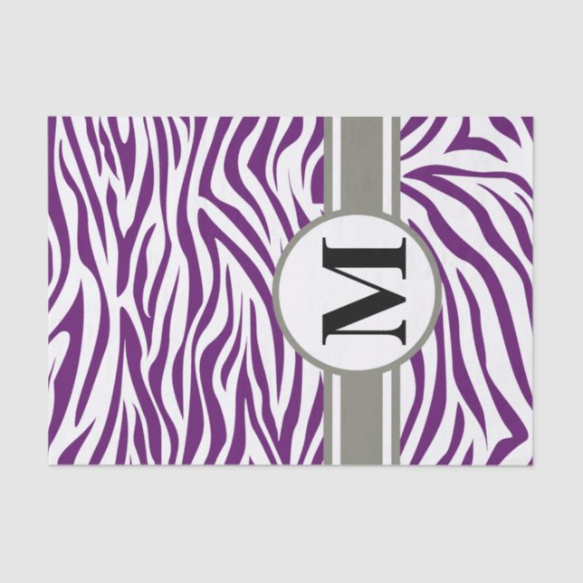 Afrikanische Violet Safari Zebra mit Monogramm Seidenpapier (Vorderseite)