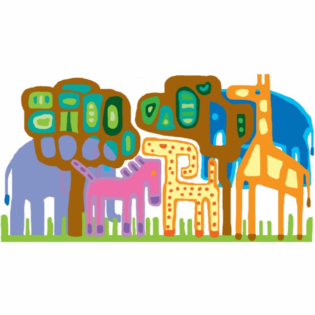 afrikanische Volkskunst-Dschungeltiere Freistehende Fotoskulptur (Vorne)