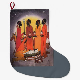 Afrikanische WeihnachtsGeburt Christis-Szene Großer Weihnachtsstrumpf