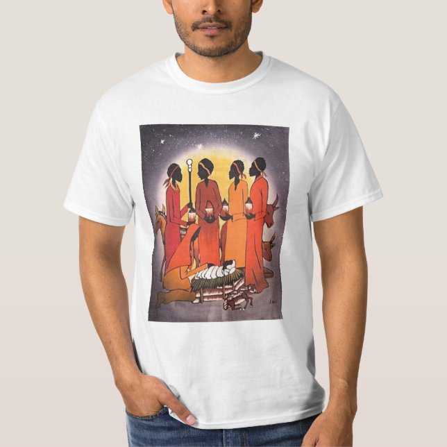 Afrikanische WeihnachtsGeburt Christis-Szene T-Shirt (Vorderseite)