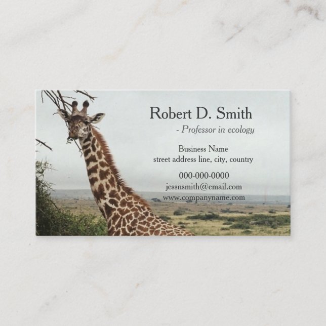 Afrikanische Wildgiraffenwissenschaft beruflich Visitenkarte (Vorderseite)