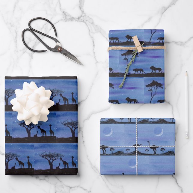 Afrikanische Wildtiere Geschenkpapier Set (Vorderseite)