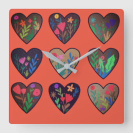 Afrikanische Wurzeln Liebe Herz Quadratische Wanduhr