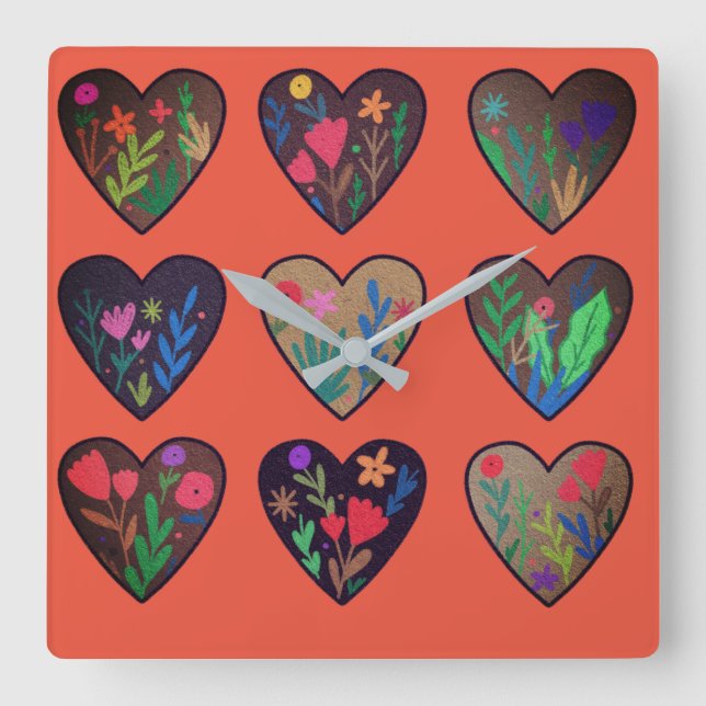 Afrikanische Wurzeln Liebe Herz  Quadratische Wanduhr (Vorderseite)