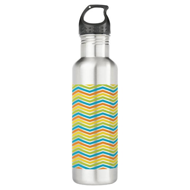 Afrikanische Zigzag Muster Wasserflasche | Vibrant Edelstahlflasche (Vorderseite)
