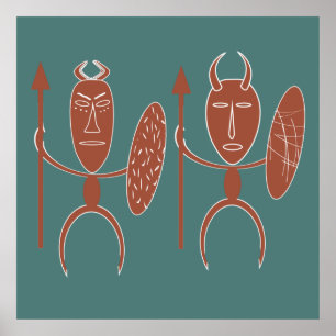 afrikanischer abstrakter Stammeskrieger Poster