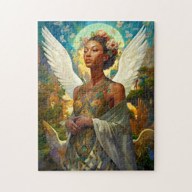 Afrikanischer Amerikaner Angel Goddess Fantasy Art Puzzle (Vertikal)