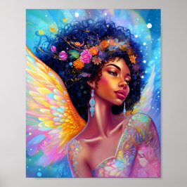 Afrikanischer Amerikaner Angel Lady Fantasy Art Poster