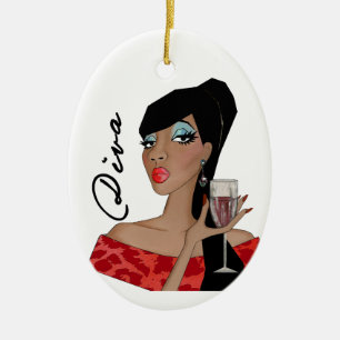 Afrikanischer Amerikaner, Fabulous Diva Keramik Or Keramik Ornament