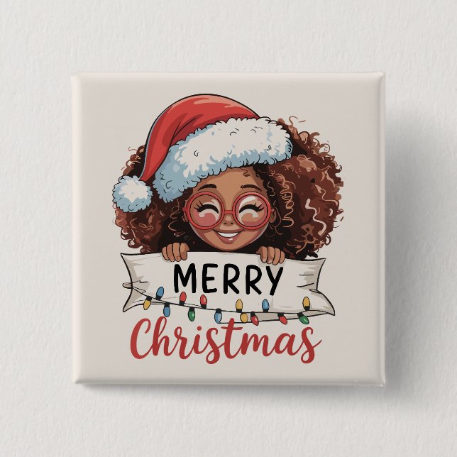 Afrikanischer Amerikaner froh Weihnachten Afrikani Button (Vorderseite)