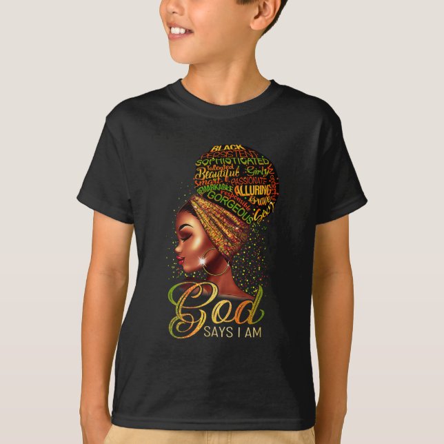 Afrikanischer Amerikaner Gott sagt, ich sei schwar T-Shirt (Vorderseite)