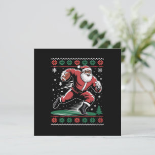 Afrikanischer Amerikaner Santa Football Ugly Weihn Feiertagskarte