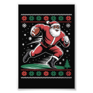 Afrikanischer Amerikaner Santa Football Ugly Weihn Fotodruck