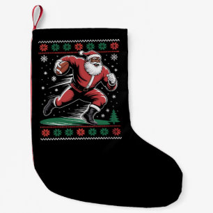 Afrikanischer Amerikaner Santa Football Ugly Weihn Kleiner Weihnachtsstrumpf