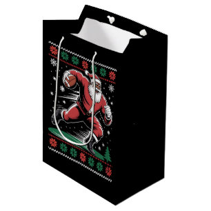 Afrikanischer Amerikaner Santa Football Ugly Weihn Mittlere Geschenktüte
