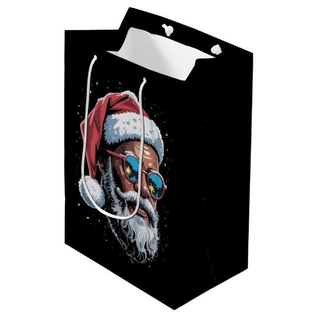 Afrikanischer Amerikaner Weihnachten Pajama Xmas A Mittlere Geschenktüte (Vorderseite Schrägansicht)