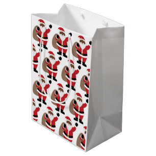 Afrikanischer amerikanischer Santa Claus Merry Chr Mittlere Geschenktüte