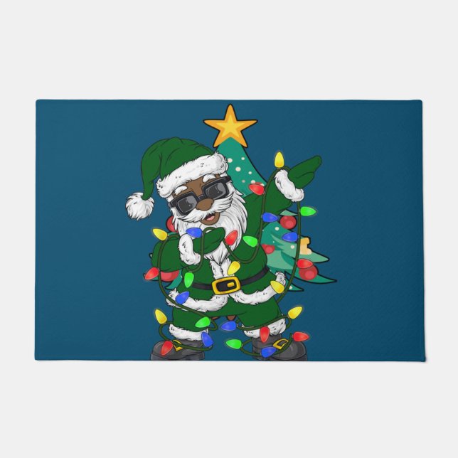 Afrikanischer amerikanischer Weihnachtsmann Ugly C Fußmatte (Vorderseite)