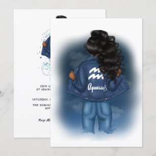 Afrikanischer Aquarius Zodiac Sign Birthday Einladung