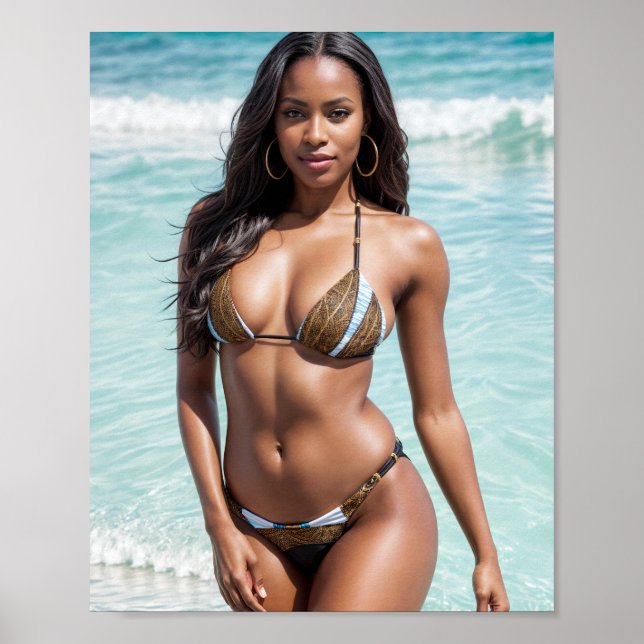 Afrikanischer Bikini-Modell Brown Swimsuit Poster (Vorne)