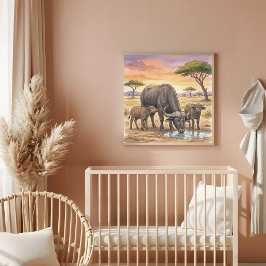 Afrikanischer Büffel Mama und Kälber Kinderzimmer  Poster