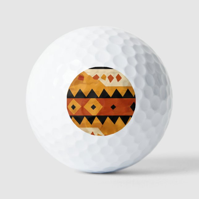 afrikanischer Designhintergrund in braun und schwa Golfball (Vorderseite)