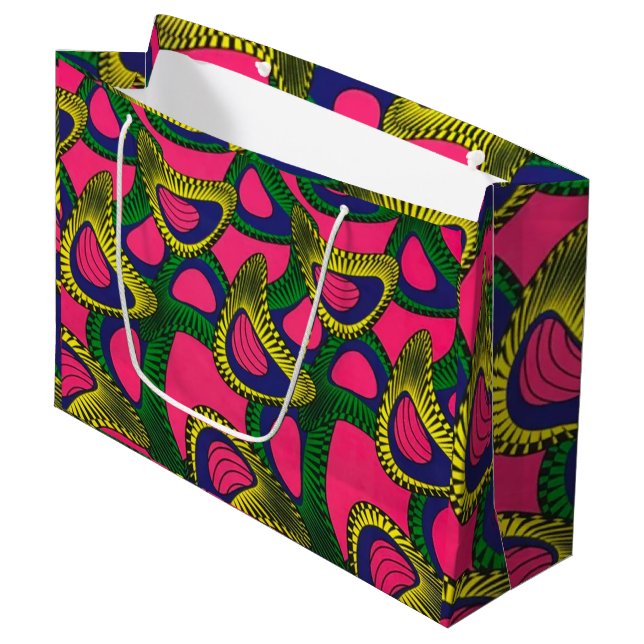 Afrikanischer Druck großer Geschenkbeutel Große Geschenktüte (Vorderseite Schrägansicht)