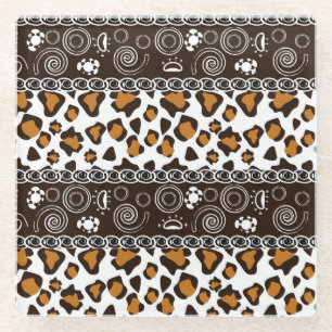 Afrikanischer Druck mit Gepardhautmuster Glasuntersetzer