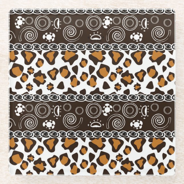 Afrikanischer Druck mit Gepardhautmuster Glasuntersetzer (Vorderseite)