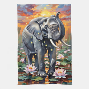 Afrikanischer Elefant Aquarell Küchenhandtuch Geschirrtuch