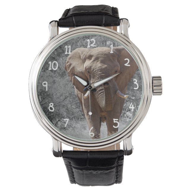 Afrikanischer Elefant Armbanduhr (Vorderseite)