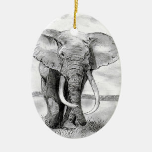 afrikanischer Elefant, der im Bleistiftentwurf Keramik Ornament