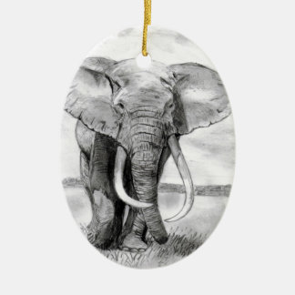 afrikanischer Elefant, der im Bleistiftentwurf Keramik Ornament
