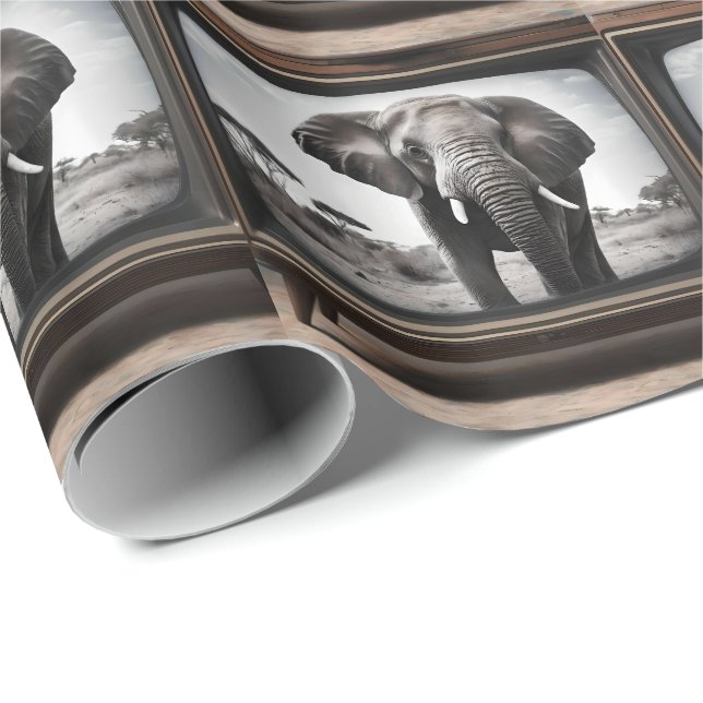 afrikanischer Elefant im analogen Fernsehen, Geschenkpapier (Rolleneckpunkt)