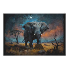 Afrikanischer Elefant in der Abenddämmerung Poster