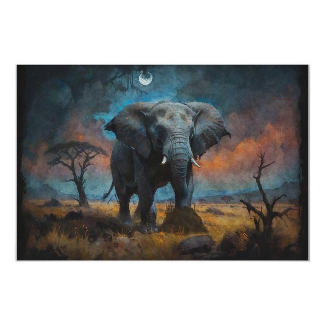 Afrikanischer Elefant in der Abenddämmerung Poster (Vorderseite)