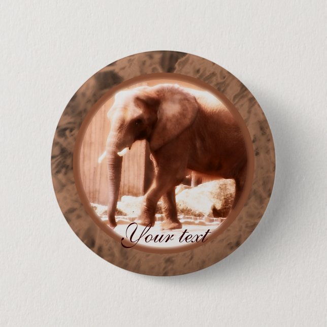 Afrikanischer Elefant-Knopf Button (Vorderseite)